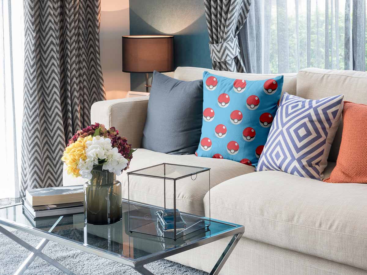 Cuscino sanitario azzurro chiaro con Pokemon