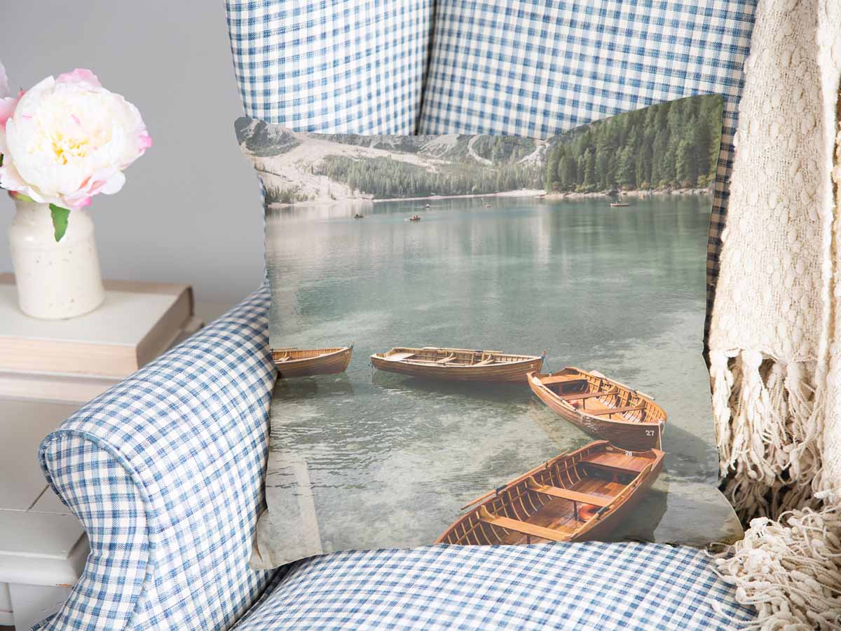 Cuscino salute lago con barche