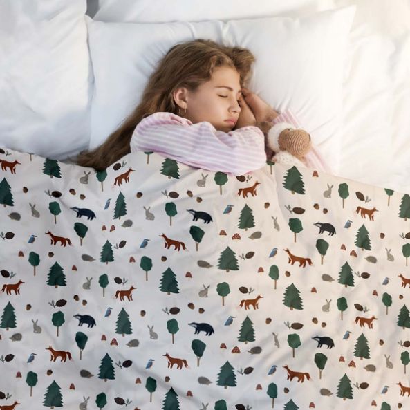 Coperta terapeutica originale - Coperta ponderata con animali della foresta con rivestimento in cotone per bambini