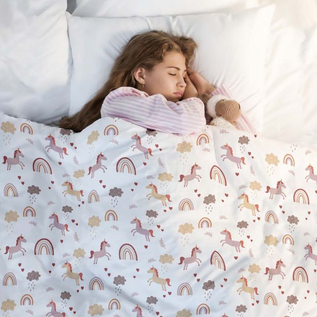 Coperta terapeutica originale - Coperta ponderata unicorno con rivestimento in cotone per bambini