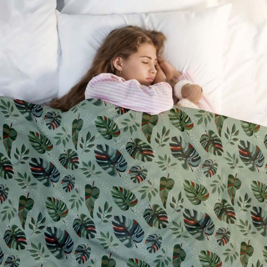 Coperta terapeutica originale - Rivestimento in cotone Monstera scura