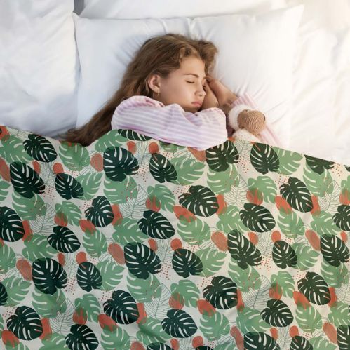 Coperta terapeutica originale - Rivestimento in cotone Monstera chiara