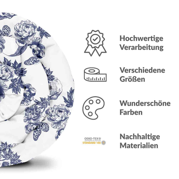 Set di biancheria da letto con coperta terapeutica fiori teschio