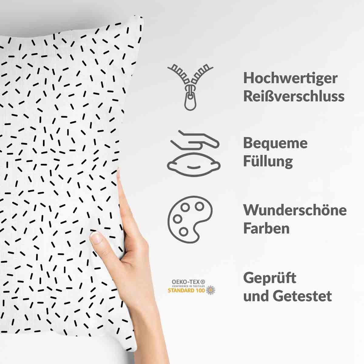 Cuscino sanitario bianco con strisce nere