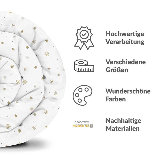 Set di biancheria da letto con coperte terapeutiche bianco con stelle dorate
