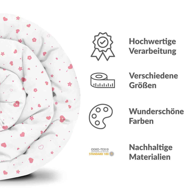 Coperta terapeutica originale - Rivestimento in cotone rosa con cuori e fiori