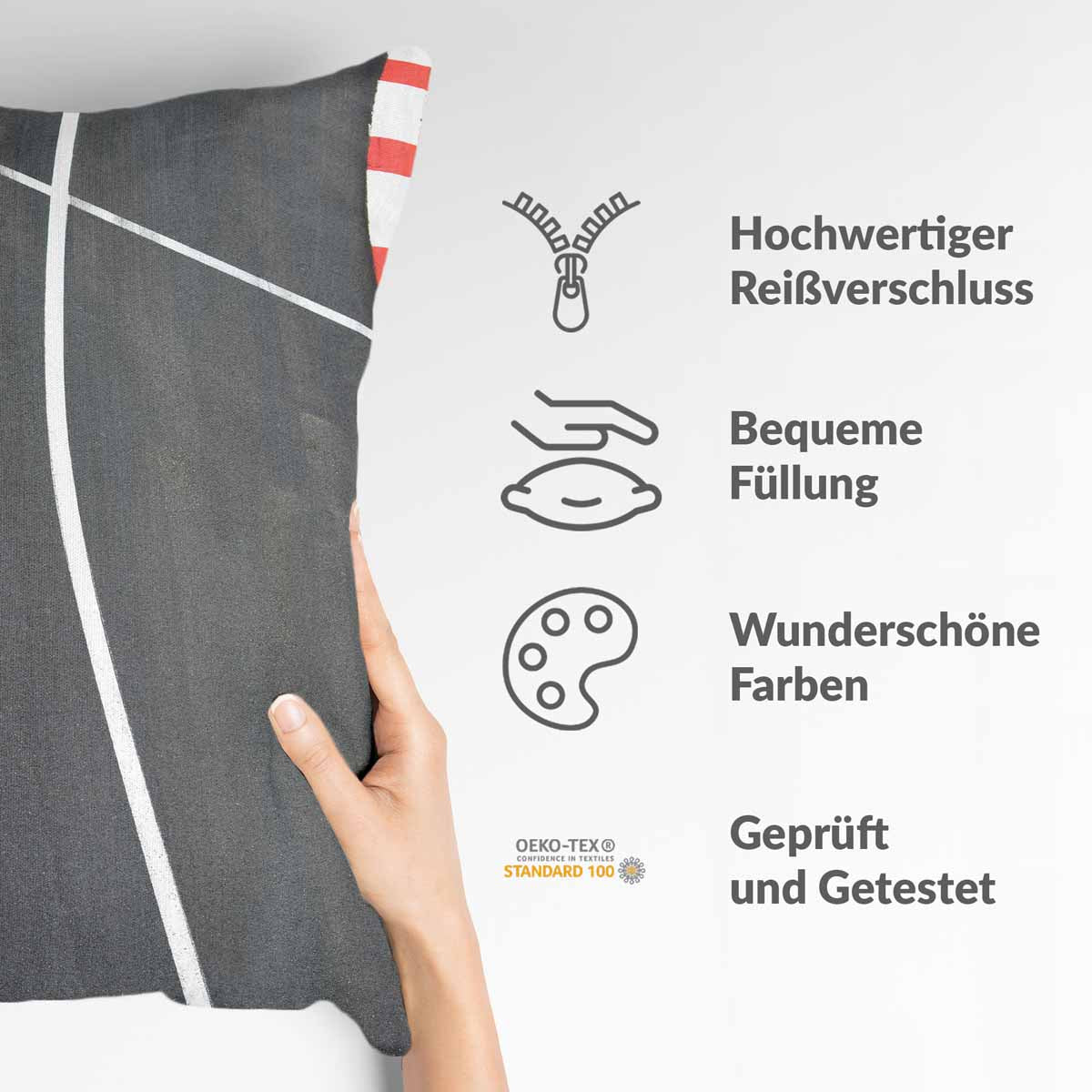 Cuscino sanitario grigio scuro con strisce bianche