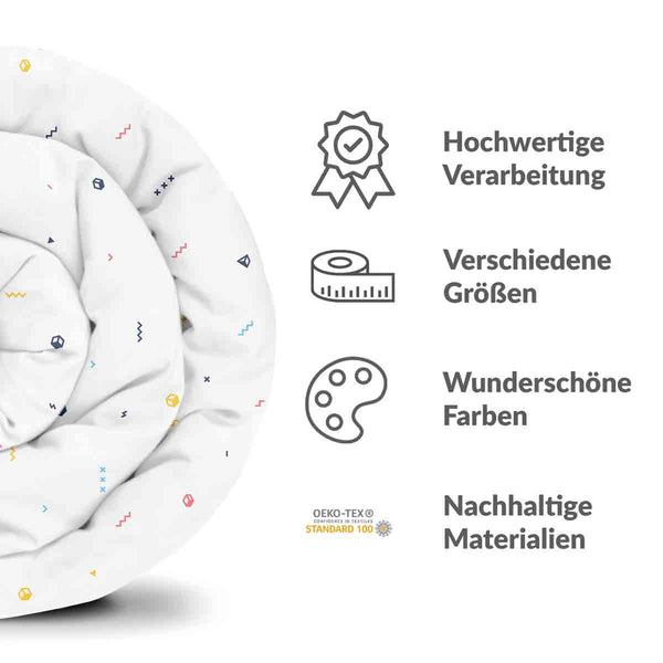 Coperta terapeutica originale - Rivestimento in cotone bianco con forme colorate