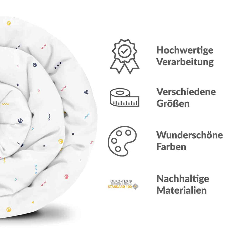 Coperta terapeutica originale - Rivestimento in cotone bianco con forme colorate