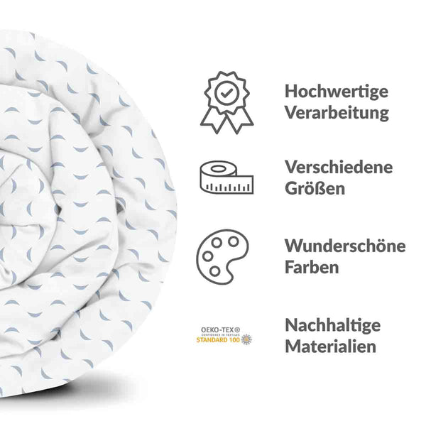 Coperta terapeutica originale - Rivestimento in cotone bianco con onde blu