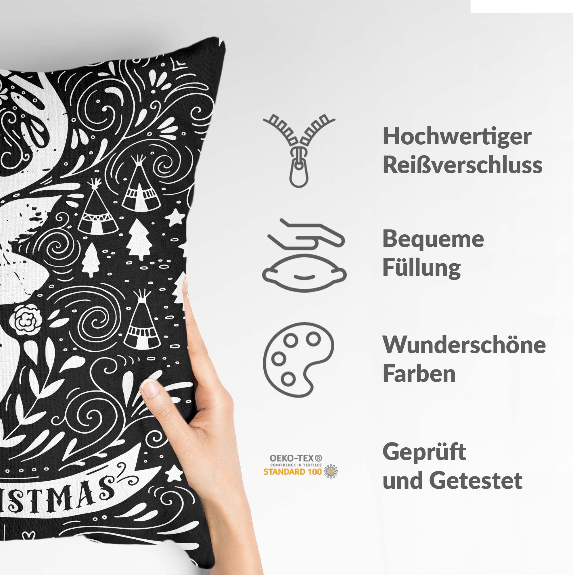 Cuscino salute nero Buon Natale