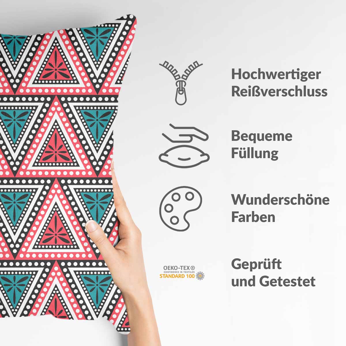 Cuscino sanitario con triangoli colorati