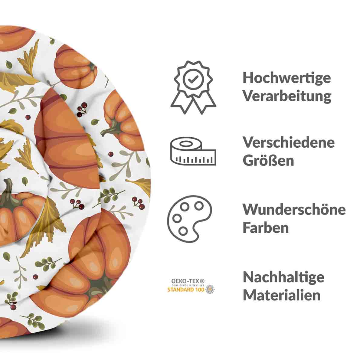 Coperta terapeutica originale - Rivestimento in cotone bianco con grandi zucche