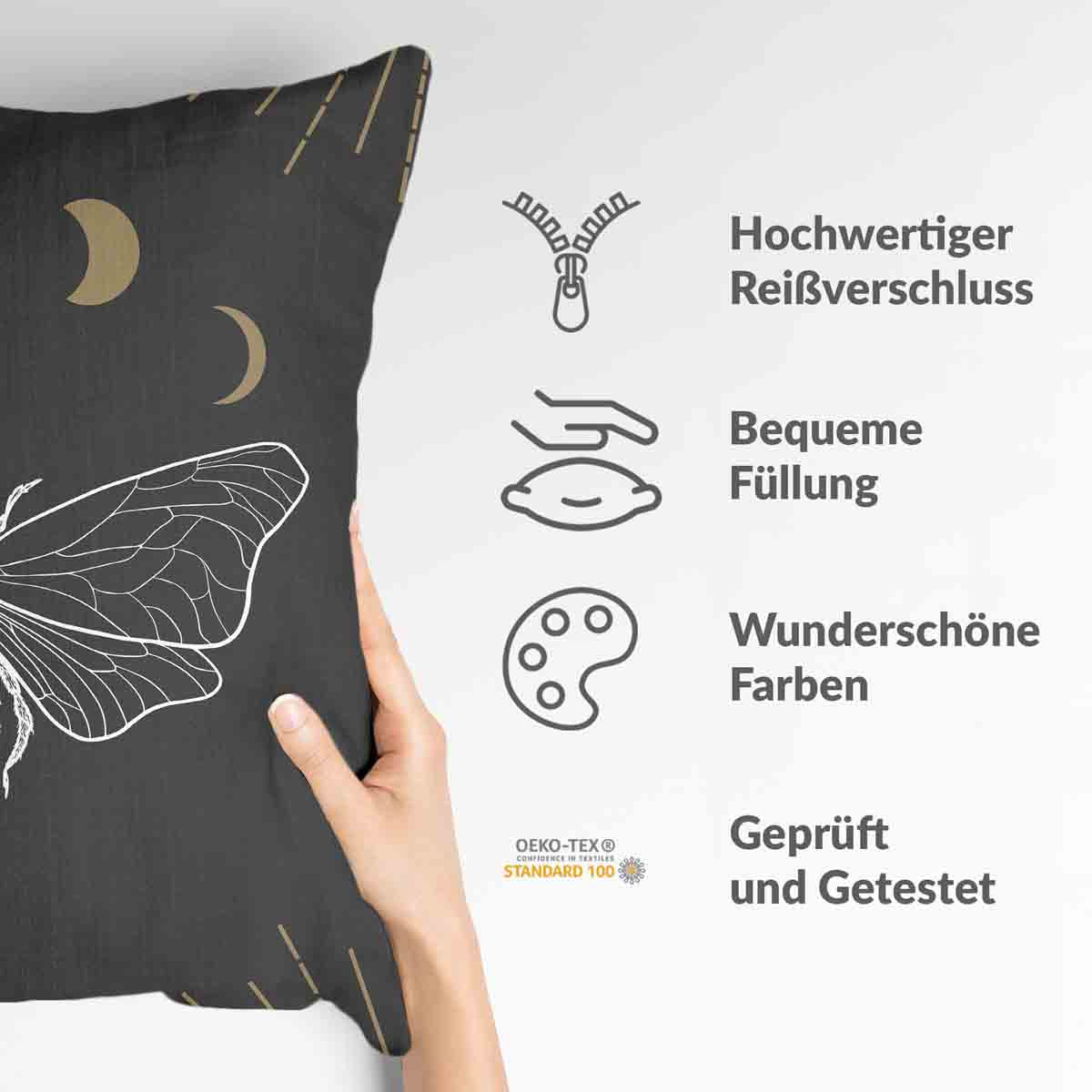 Cuscino sanitario nero con falena