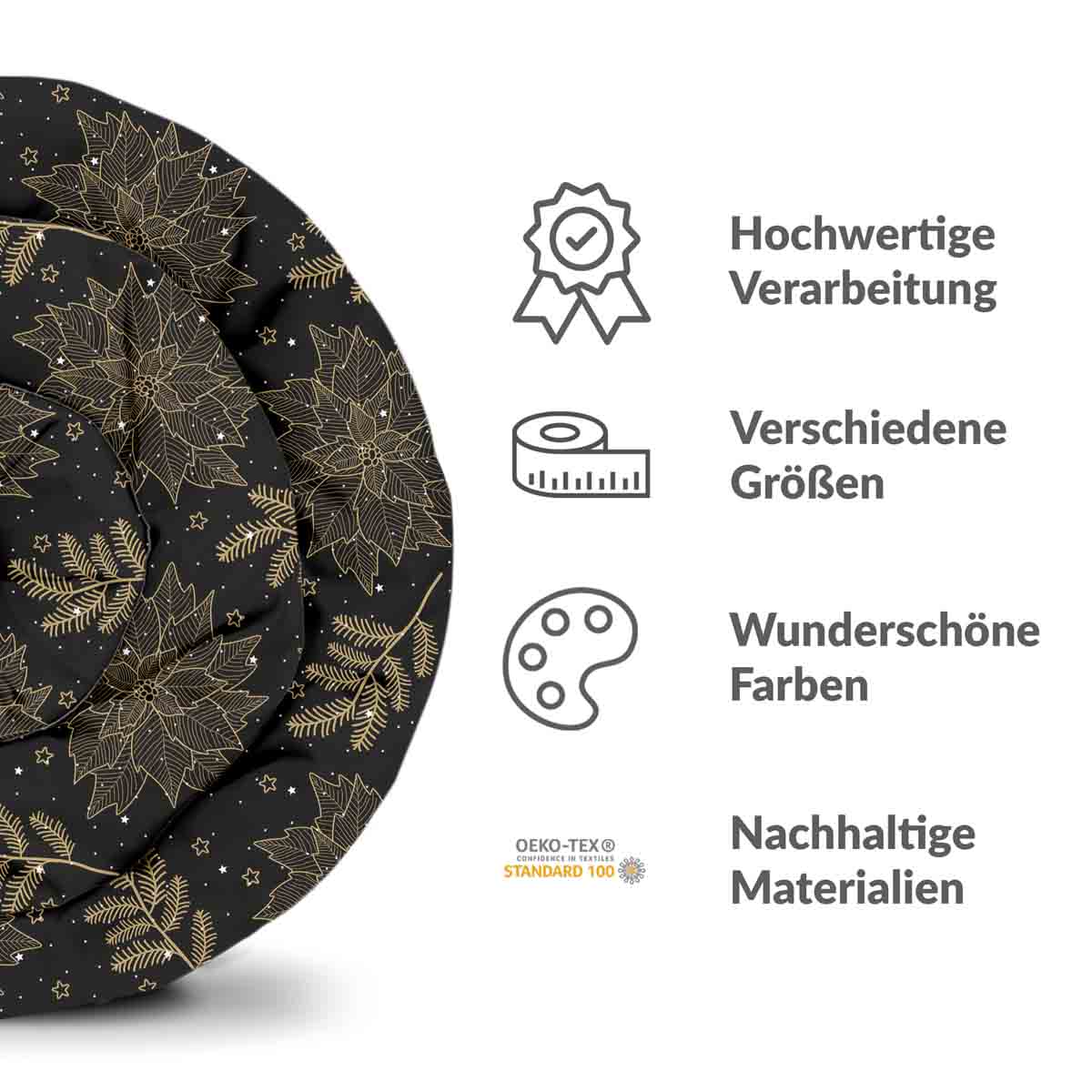 Set di biancheria da letto con coperta terapeutica nero stella di Natale