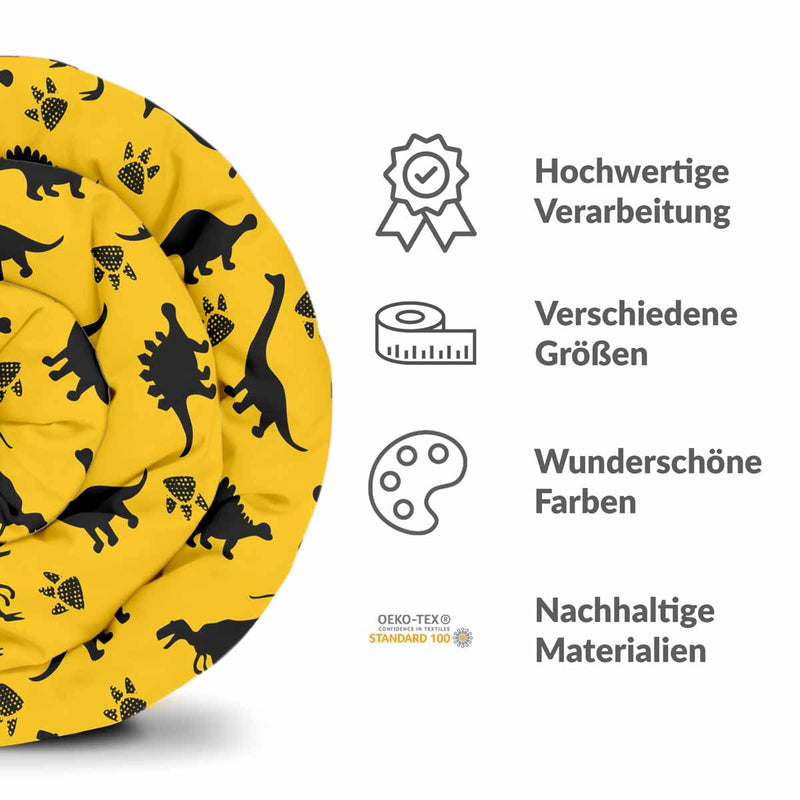 Set di biancheria da letto con coperte terapeutiche gialle con dinosauri