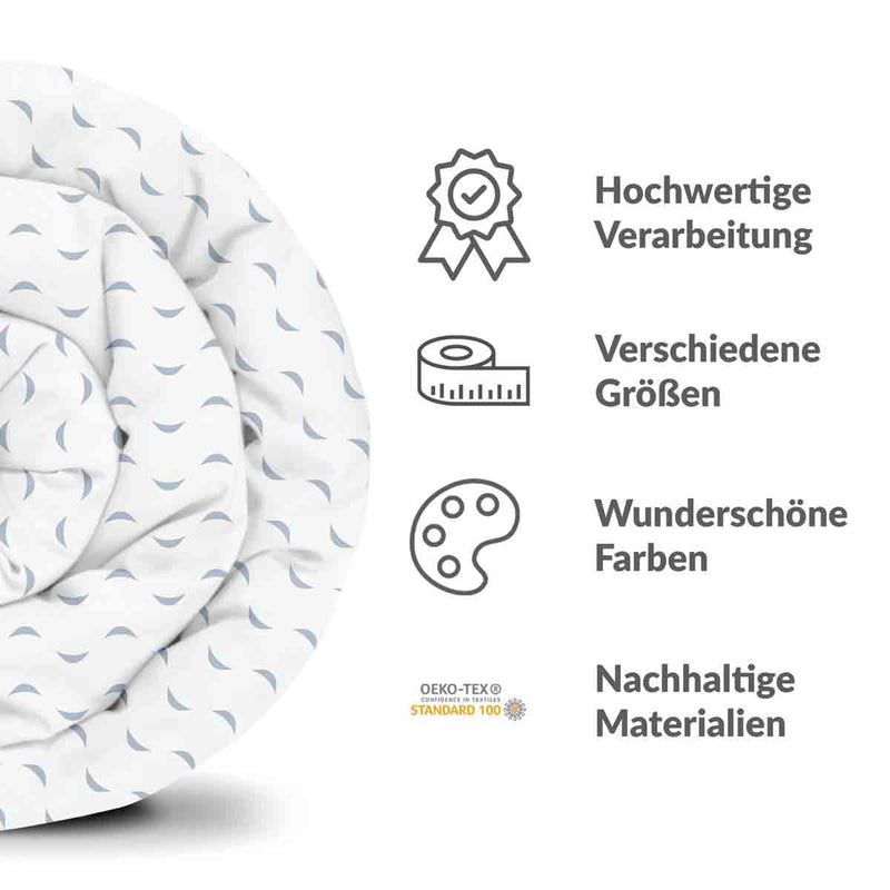 Set di biancheria da letto con coperte terapeutiche bianco con onde blu