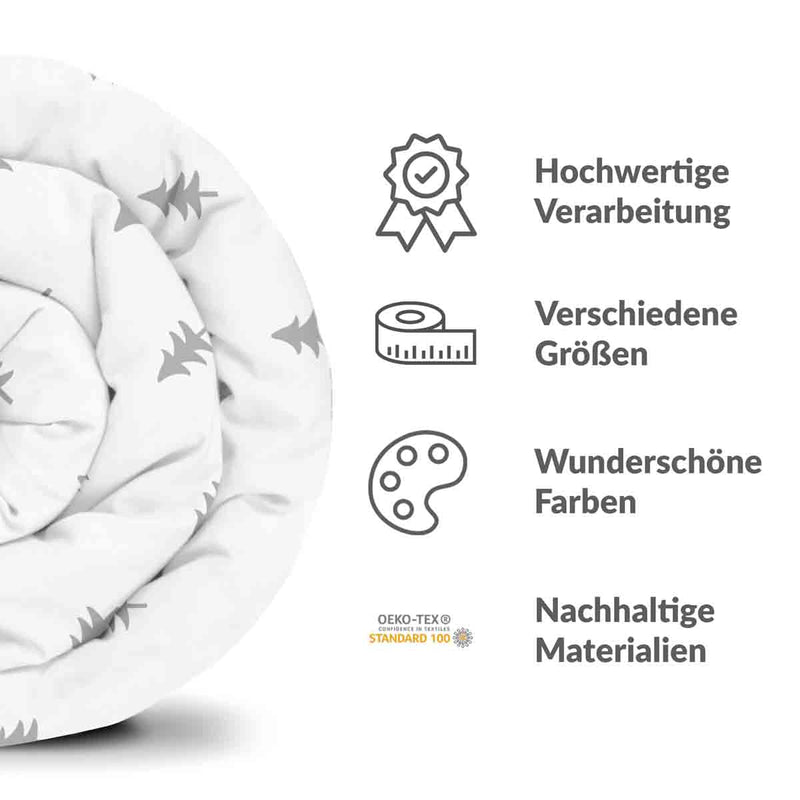 Coperta terapeutica originale - Rivestimento in cotone bianco con abeti grigi