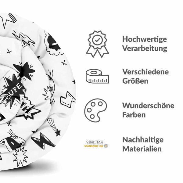 Coperta terapeutica originale - Rivestimento in cotone bianco supereroi