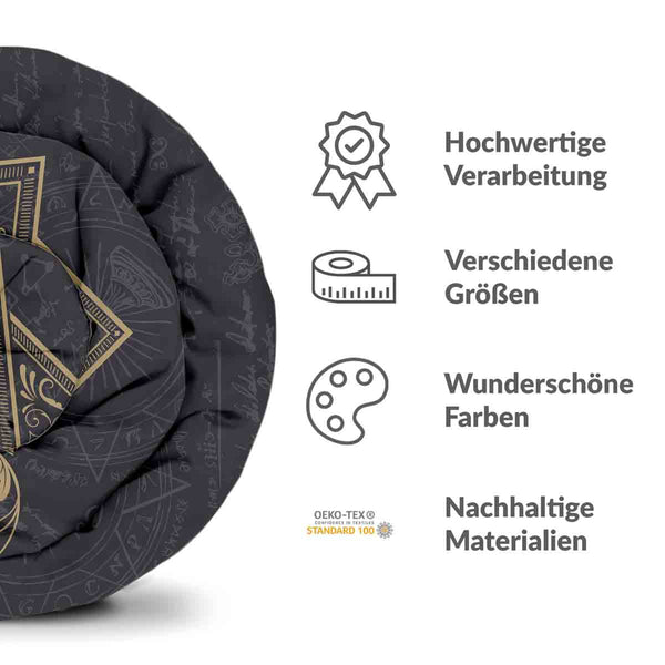Coperta terapeutica originale - Rivestimento in cotone nero Mandala mistico