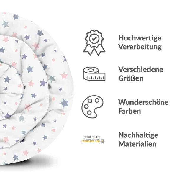 Set di biancheria da letto con coperte terapeutiche bianco con stelle