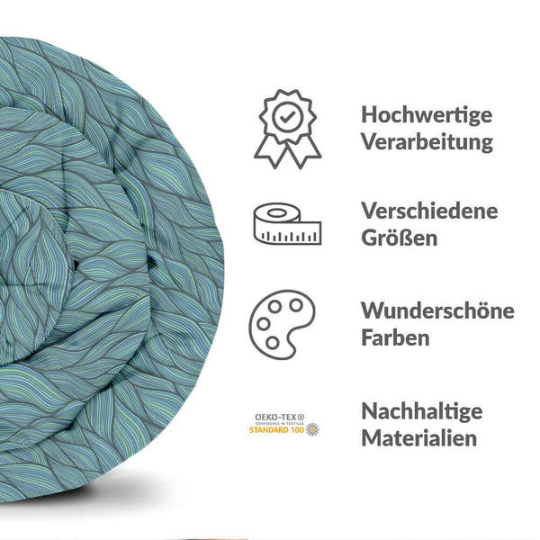 Set di biancheria da letto con coperta terapeutica intrecciata verde