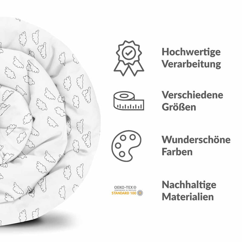 Set di biancheria da letto con coperte terapeutiche bianco con nuvole