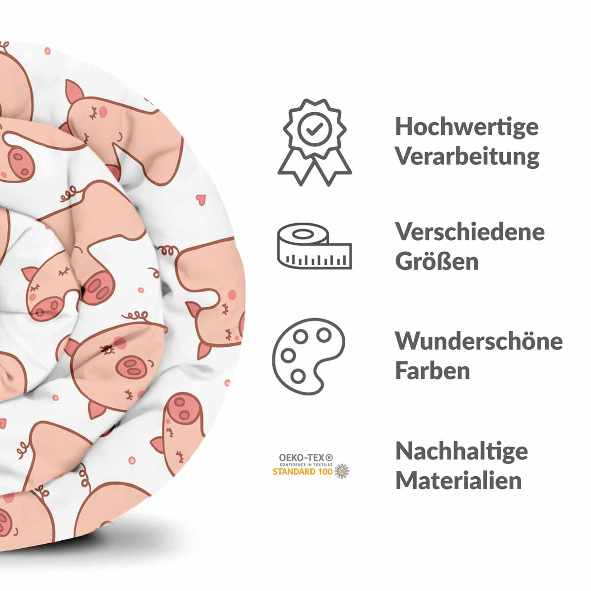 Set di biancheria da letto con coperte terapeutiche bianco con numeri e maiali