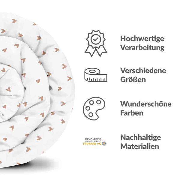 Coperta terapeutica originale - Rivestimento in cotone bianco con cuoricini