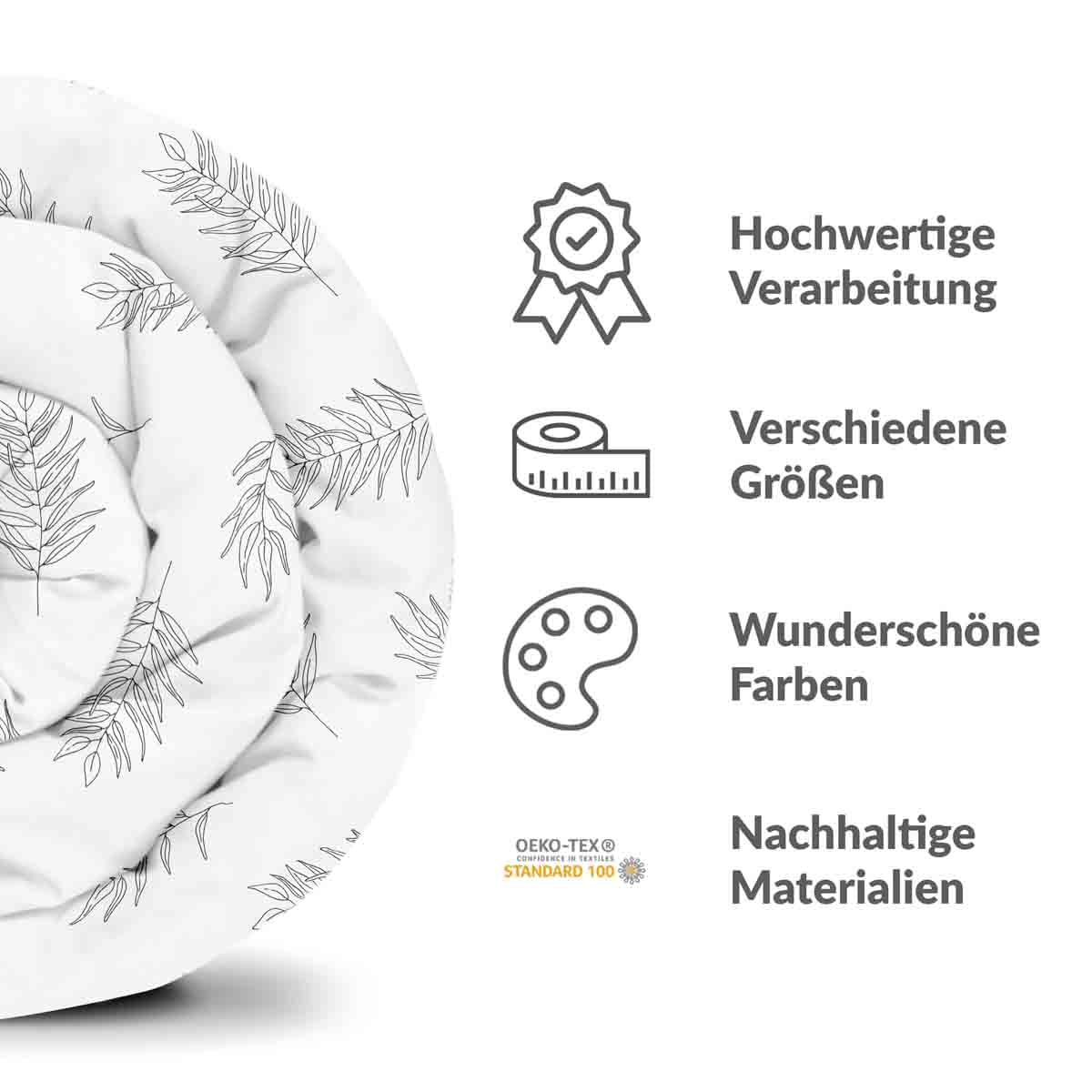 Set di biancheria da letto con coperte terapeutiche bianco con rami grigi