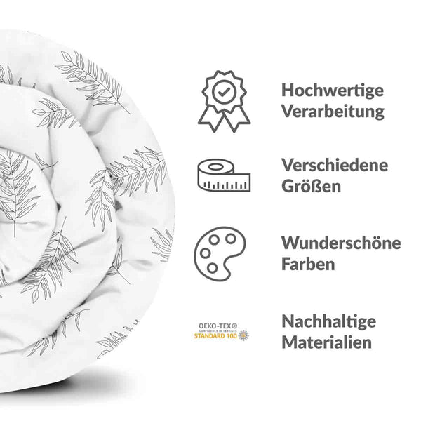 Set di biancheria da letto con coperte terapeutiche bianco con rami grigi