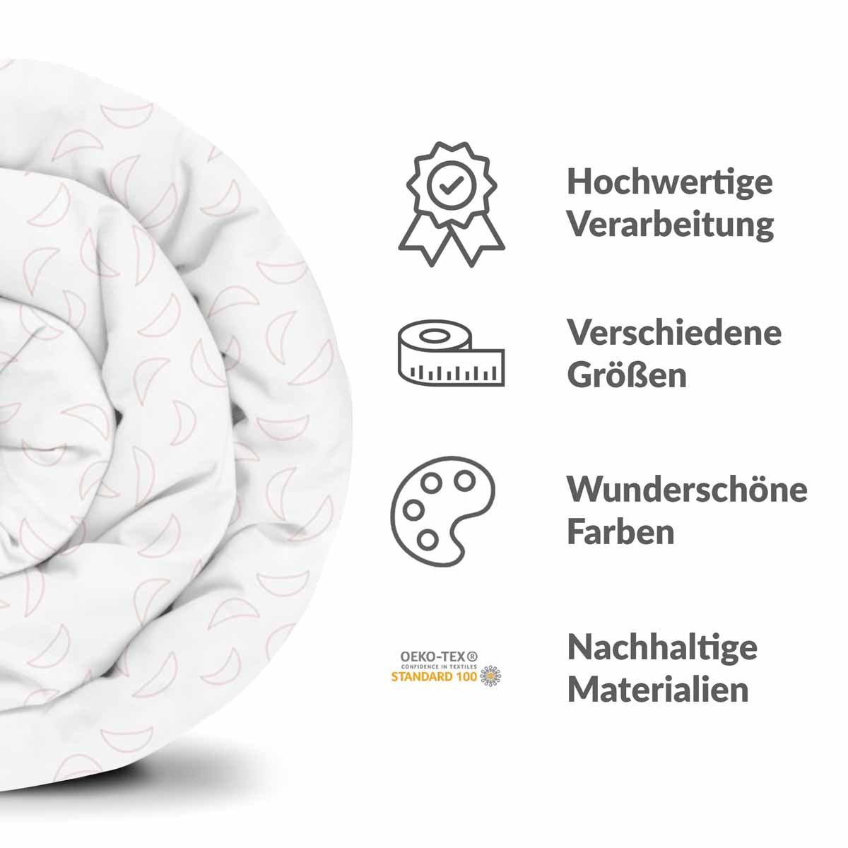 Coperta terapeutica originale - Rivestimento in cotone bianco con mezzalune