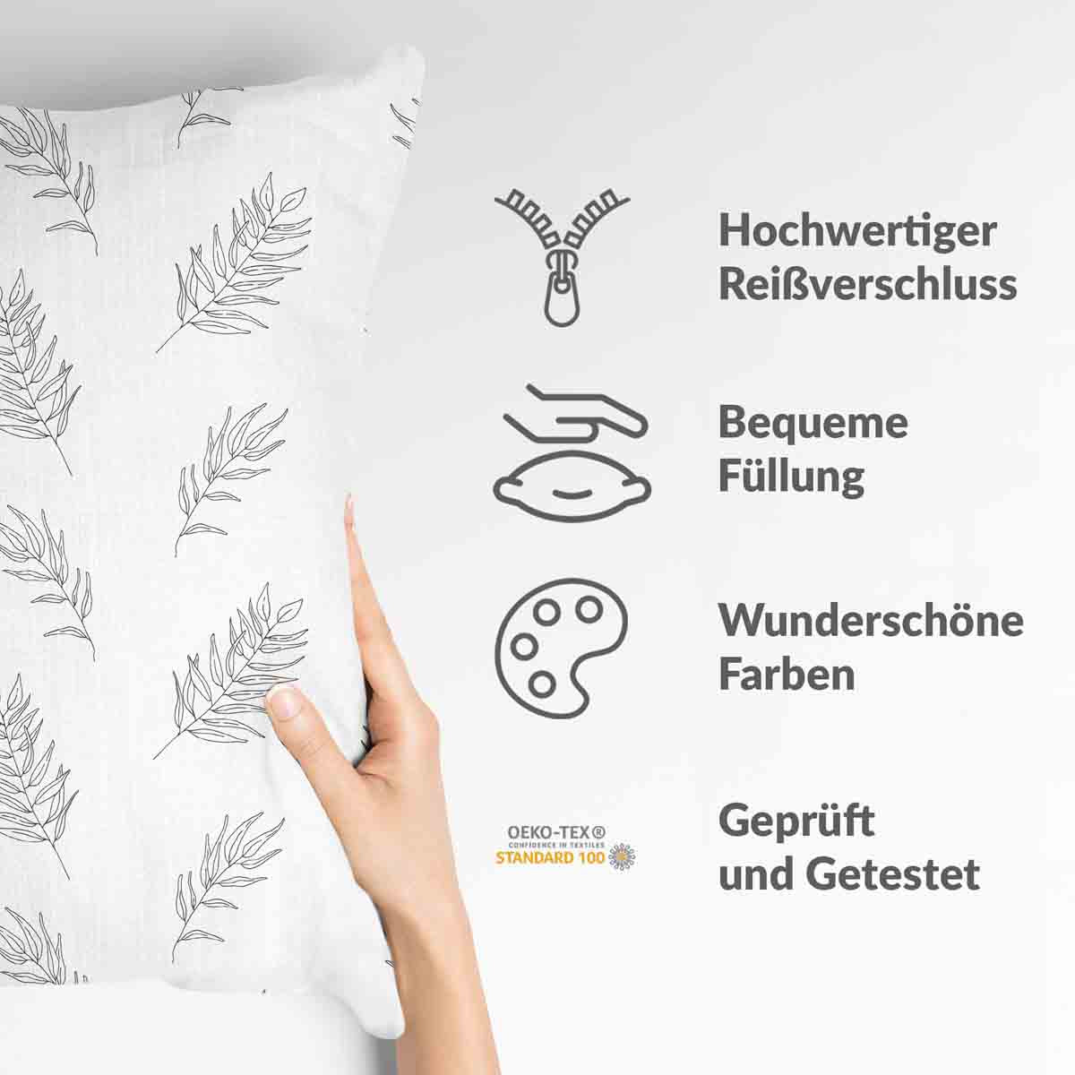 Cuscino sanitario bianco con rami grigi