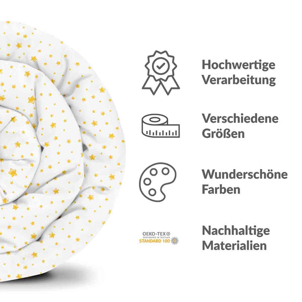 Set di biancheria da letto con coperte terapeutiche bianco con stelle gialle