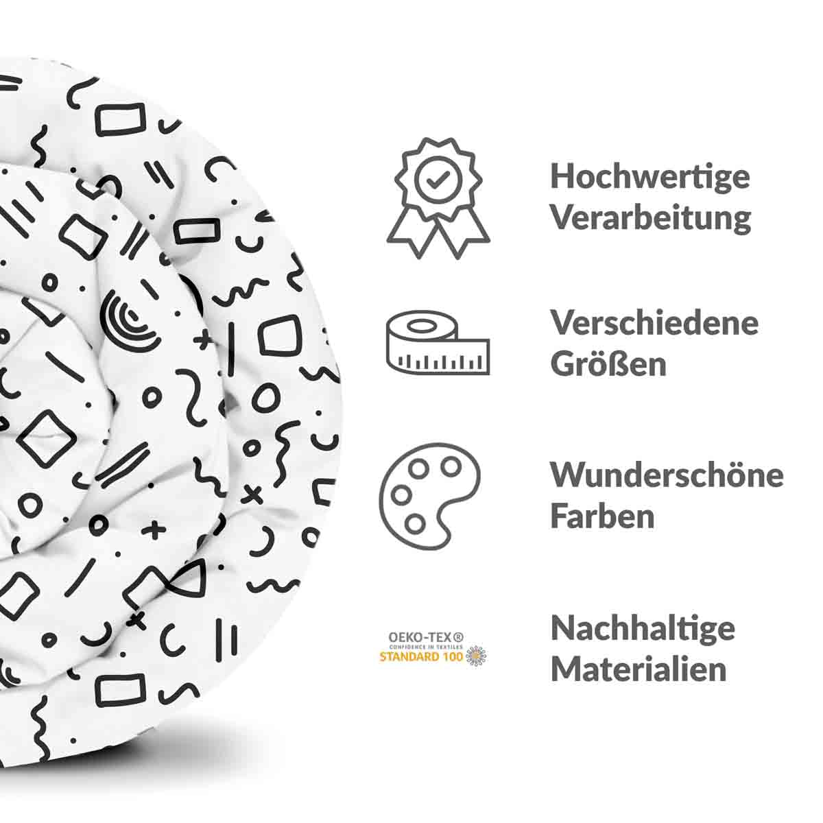 Coperta terapeutica originale - Rivestimento in cotone bianco con forme nere