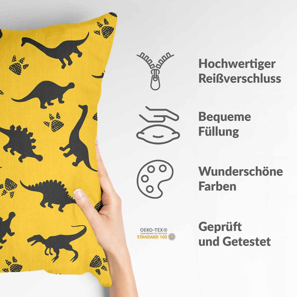 Cuscino salute giallo con dinosauro