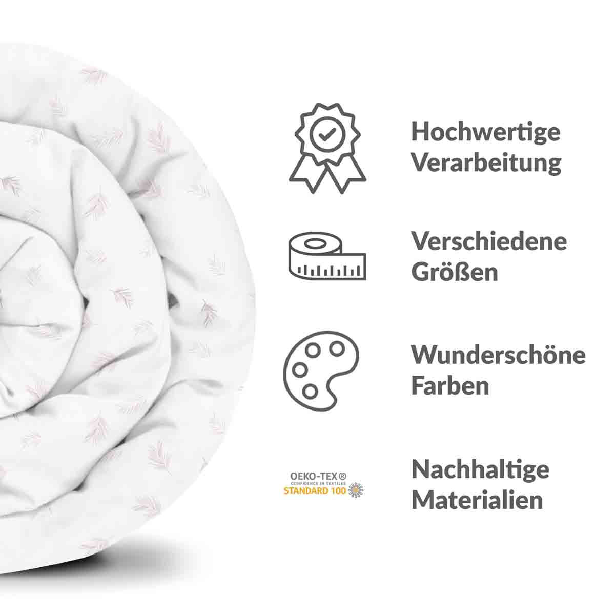 Coperta terapeutica originale - Rivestimento in cotone bianco con rami rosa