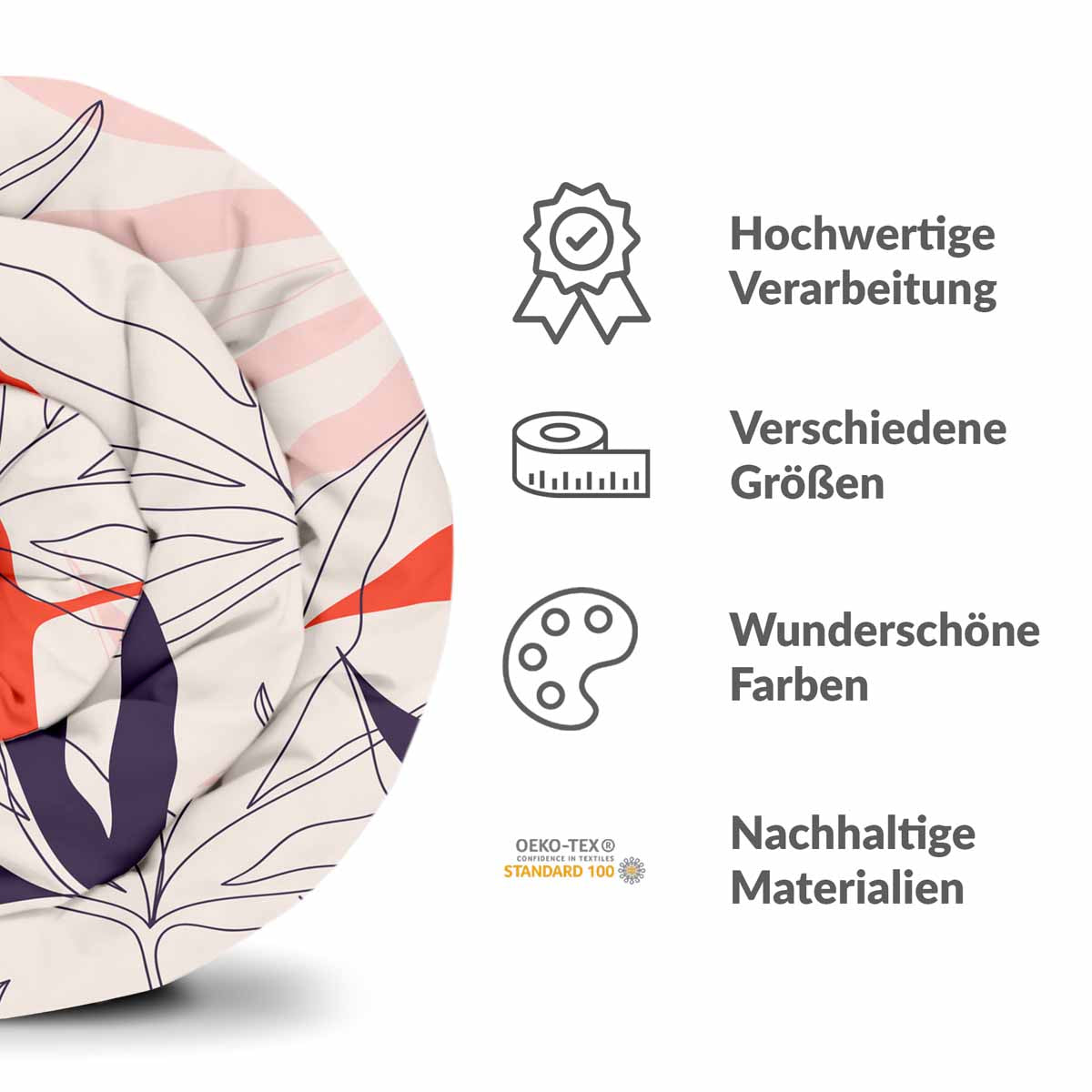 Set di biancheria da letto con coperte terapeutiche beige con foglie colorate