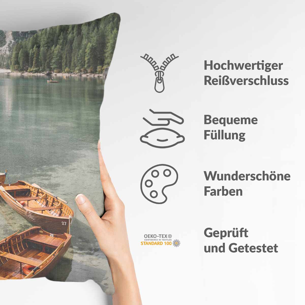 Cuscino salute lago con barche