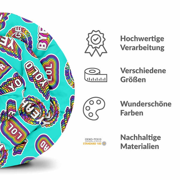 Coperta terapeutica originale - Rivestimento in cotone turchese con scritte