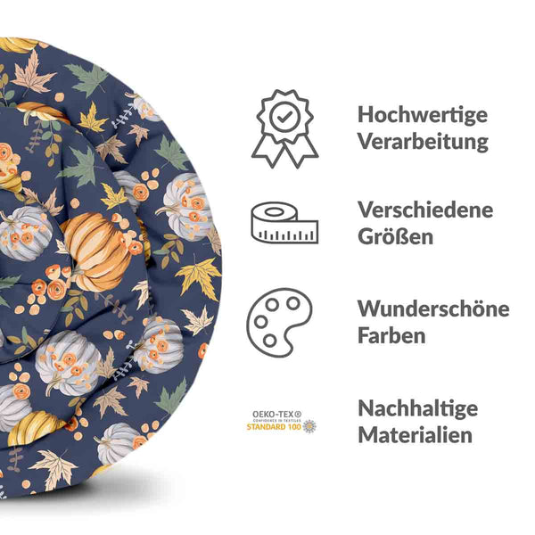 Set di biancheria da letto con coperte terapeutiche blu con zucche