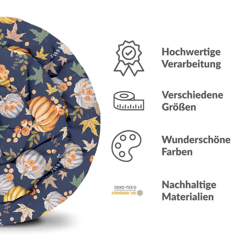 Set di biancheria da letto con coperte terapeutiche blu con zucche