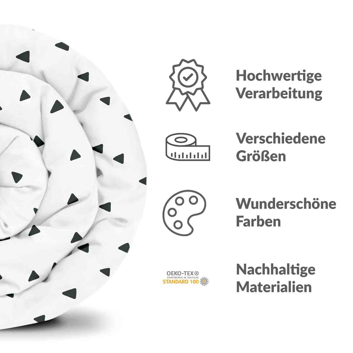 Set di biancheria da letto con coperte terapeutiche bianco con triangoli neri