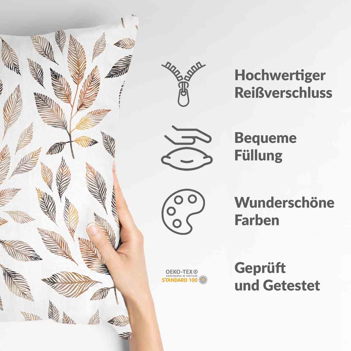 Cuscino sanitario bianco con rami marrone chiaro