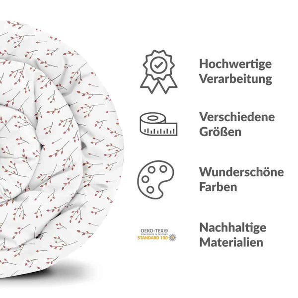 Set di biancheria da letto con coperte terapeutiche bianco con delicate rose