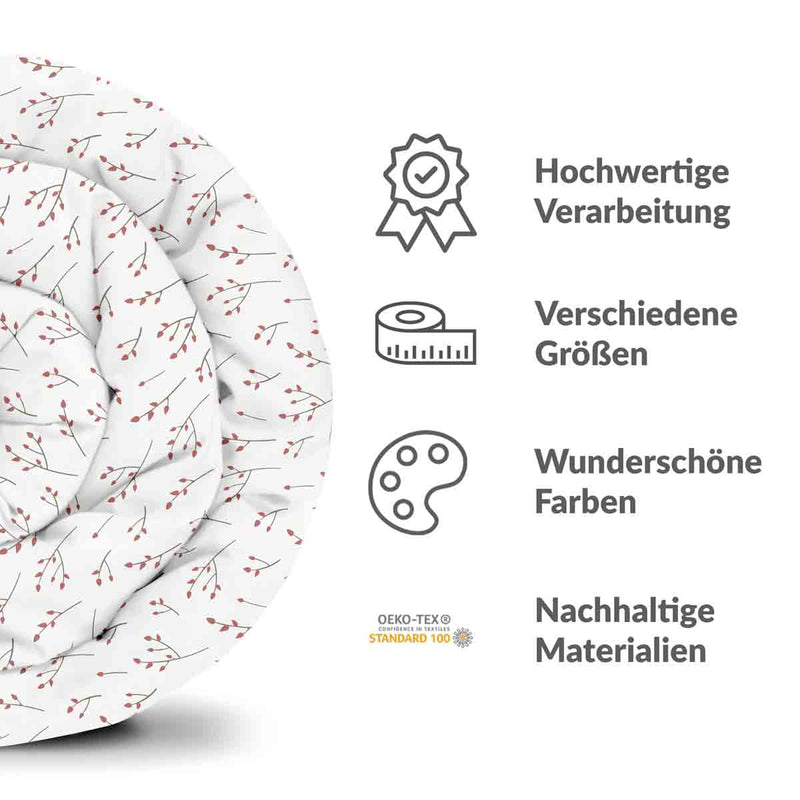 Set di biancheria da letto con coperte terapeutiche bianco con delicate rose