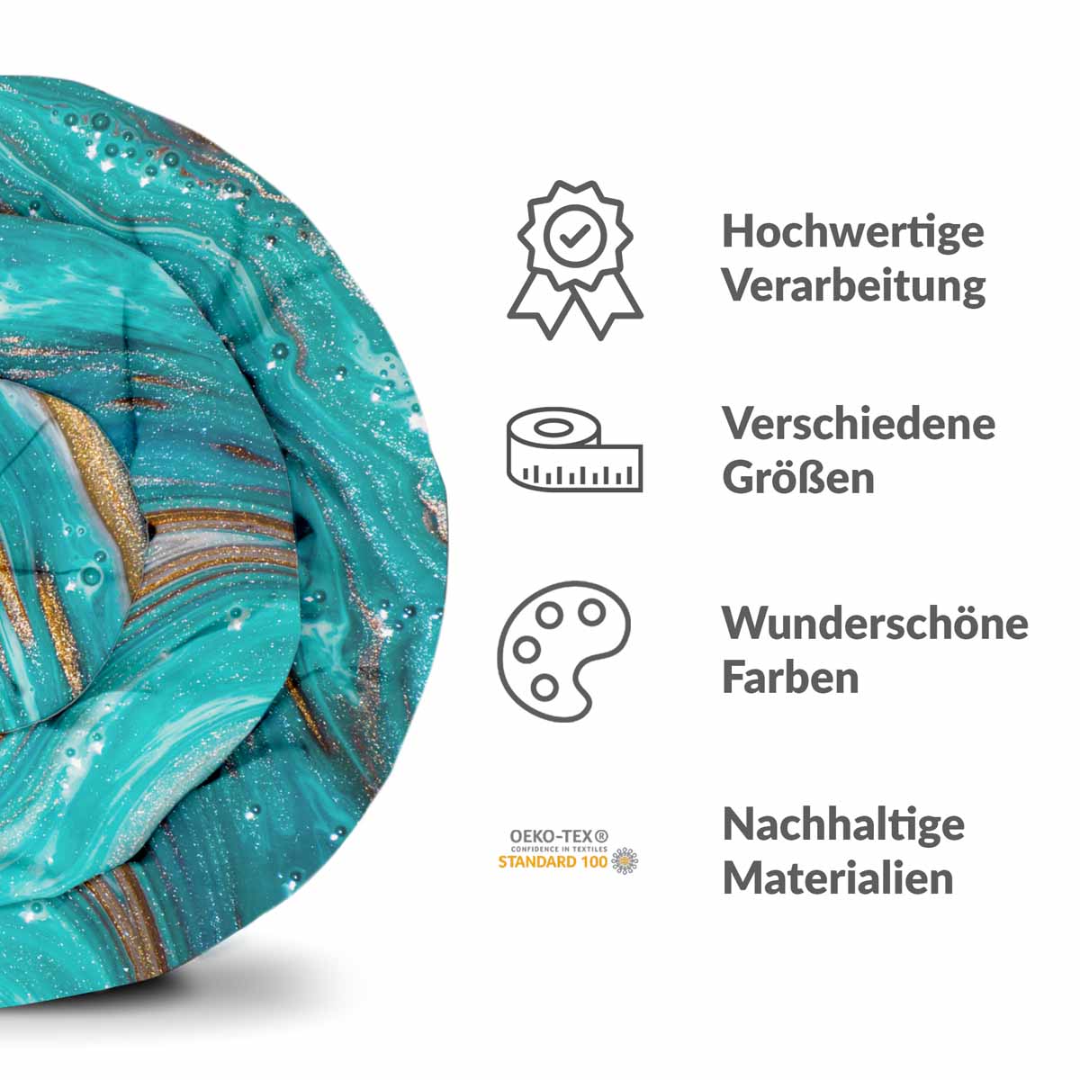 Set di biancheria da letto con coperta terapeutica marmo turchese