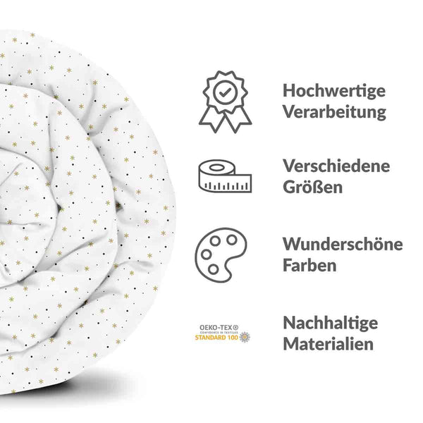 Set di biancheria da letto con coperte terapeutiche bianco con stelle e punti