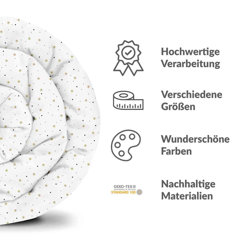 Set di biancheria da letto con coperte terapeutiche bianco con stelle e punti