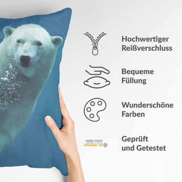 Cuscino salute blu con orso polare